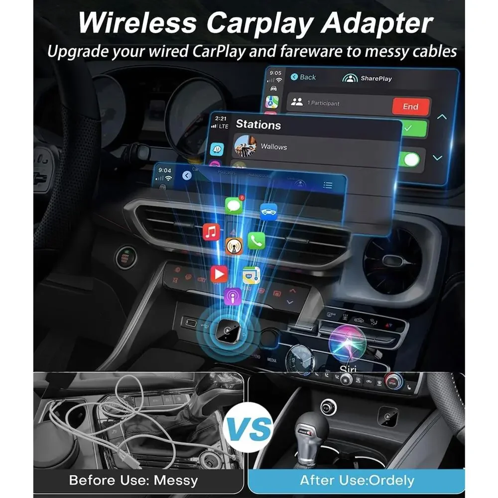 New Wireless CarPlay Adapter & Android Auto Dongle, Fast Auto-Connect, Compact
